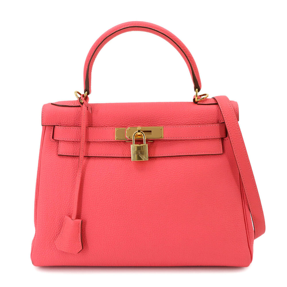 Hermes Kelly 28 Togo Rose Lipstick 2-way Hand/Shoulder Handbag □P stamp Insid...